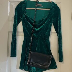 Urban Outfitters Velvet Emerald Romper